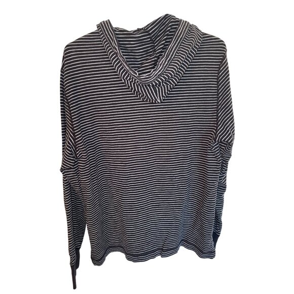American Eagle Outfitters Vintage Y2K Striped Long Sleeve Hooded Henley Y2K XL - Picture 3 of 8